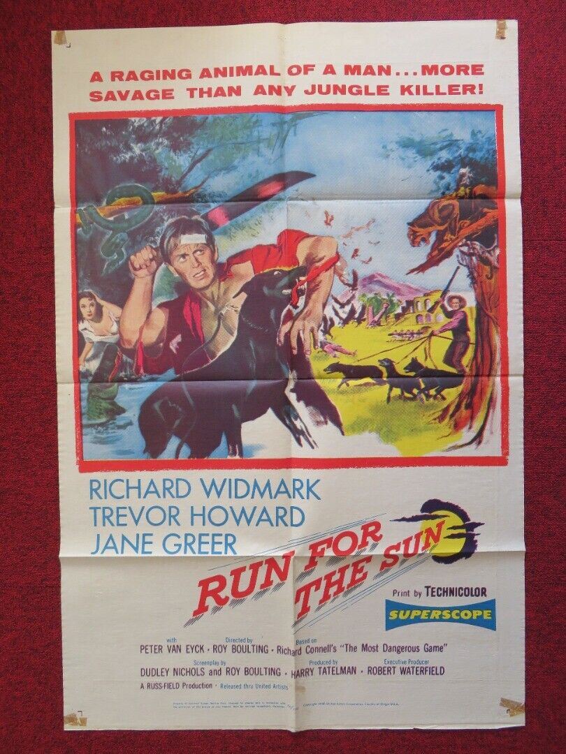 RUN FOR THE SUN FOLDED US ONE SHEET POSTER RICHARD WIDMARK TREVOR HOWARD 1956 Movie posters