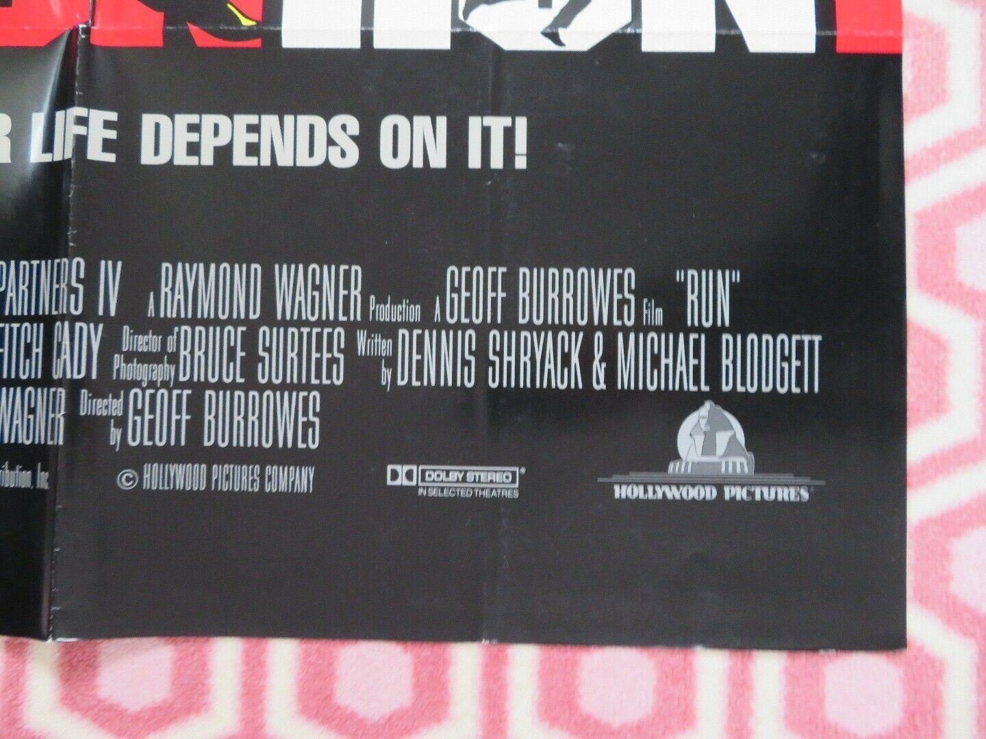 RUN US ONE SHEET POSTER PATRICK DEMPSEY 1991 Movie posters