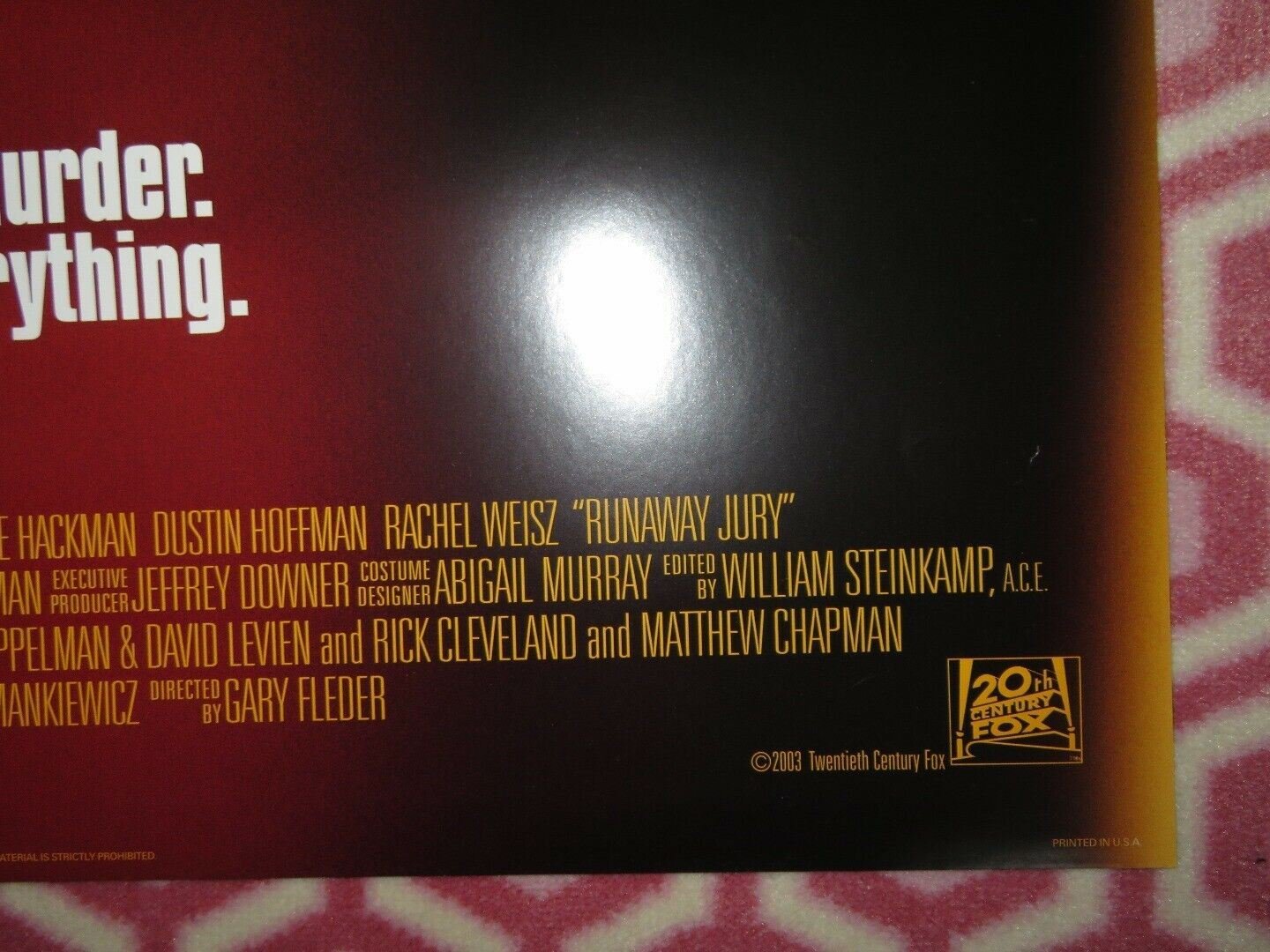 RUNAWAY JURY US ONE SHEET POSTER JOHN CUSACK GENE HACKMAN 2003 Movie posters