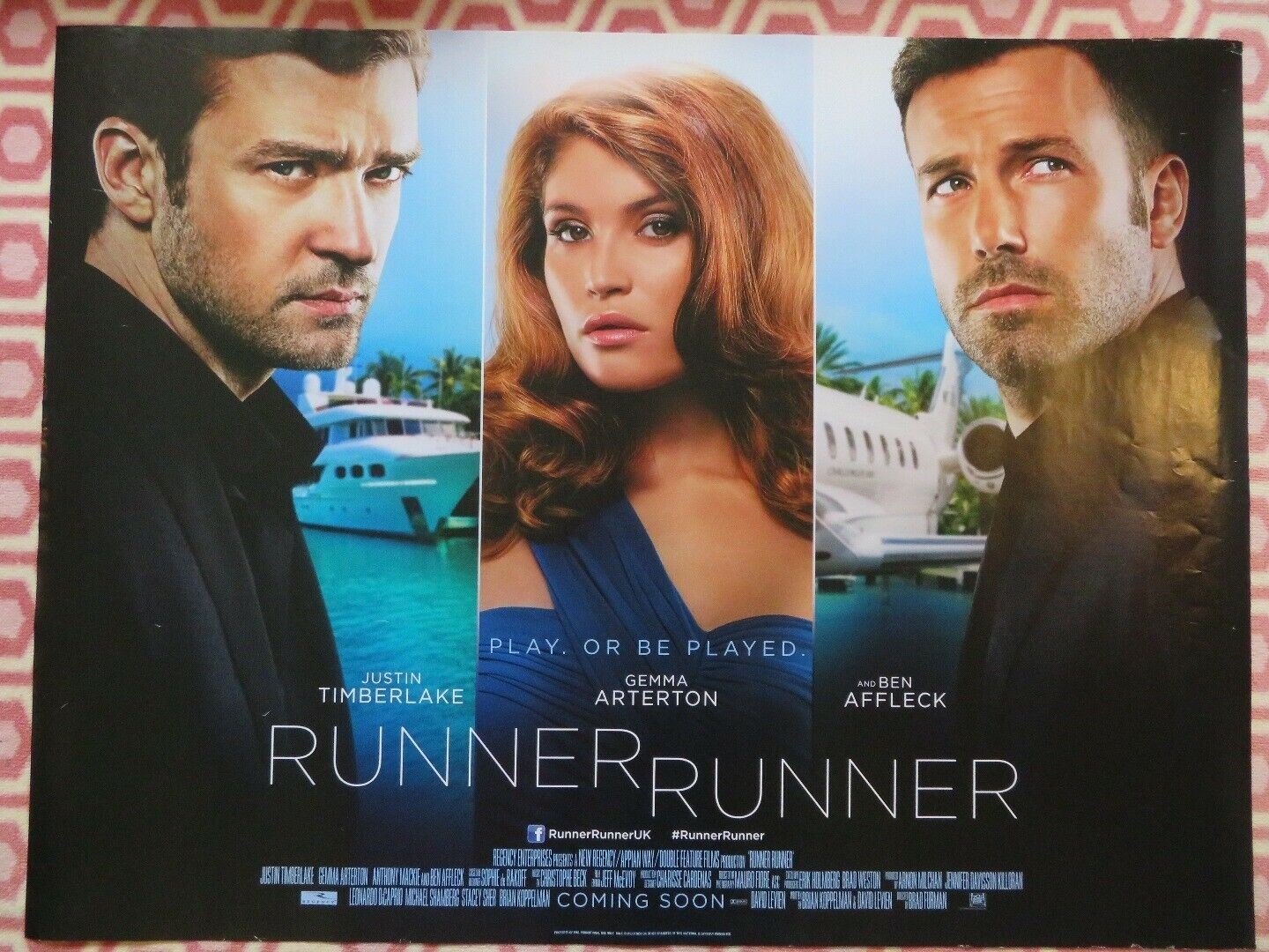 RUNNER RUNNER QUAD (30"x 40") ROLLED POSTER JUSTIN TIMBERLAKE GEMMA ARTERTON '13 Movie posters