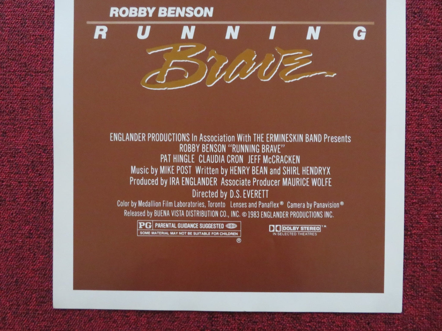 RUNNING BRAVE US INSERT (14"x 36") POSTER ROBBY BENSON PAT HINGLE 1983 Rendezvous Cinema Movie posters