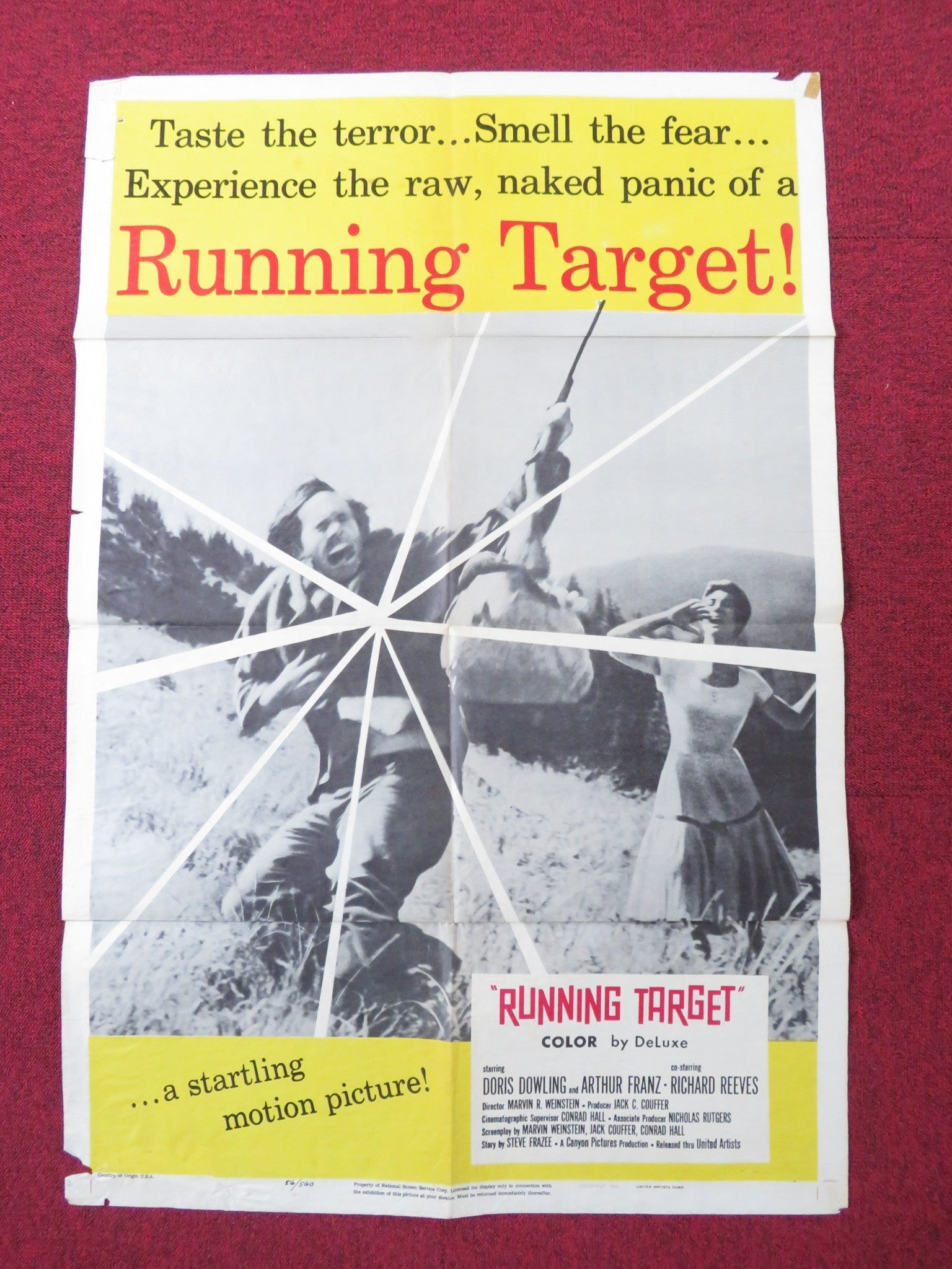 RUNNING TARGET FOLDED US ONE SHEET POSTER DORIS DOWLING ARTHUR FRANZ 1956 Rendezvous Cinema Movie posters