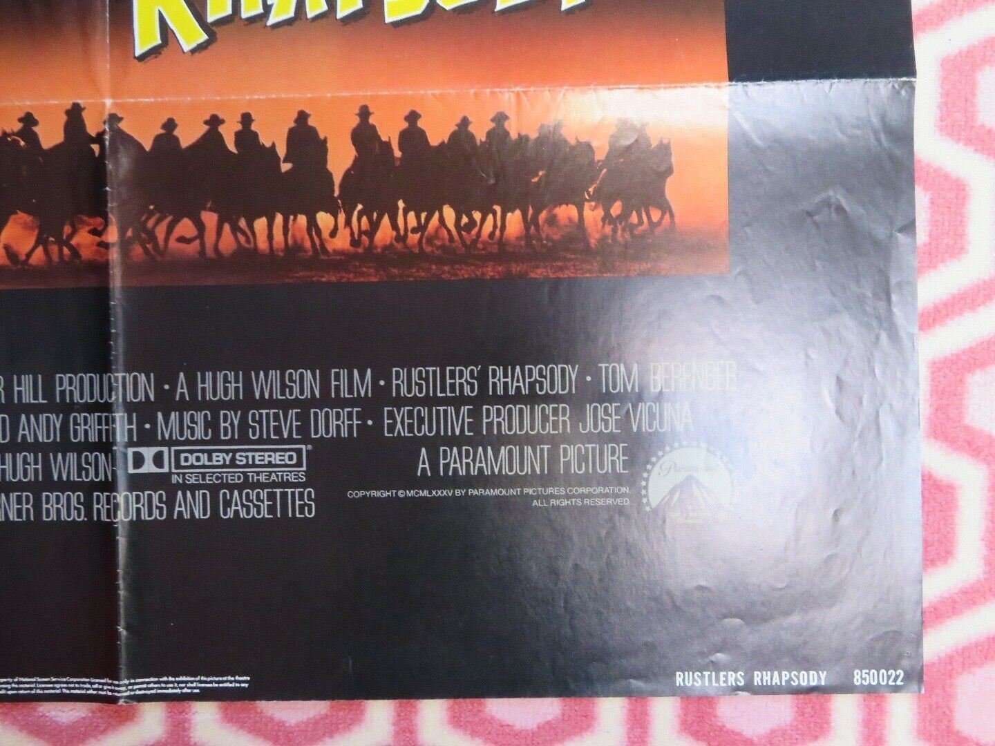 RUSTLERS RHAPSODY US ONE SHEET POSTER TOM BERENGER 1985 Movie posters
