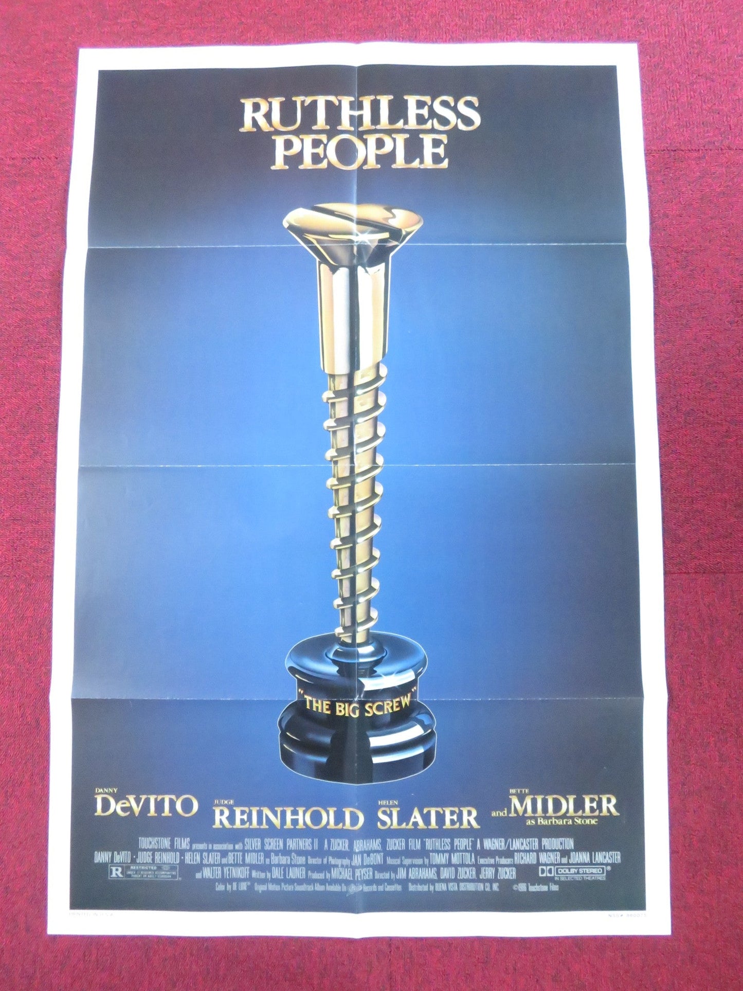 RUTHLESS PEOPLE FOLDED US ONE SHEET POSTER DANNY DEVITO BETTE MIDLER 1986 Rendezvous Cinema Movie posters