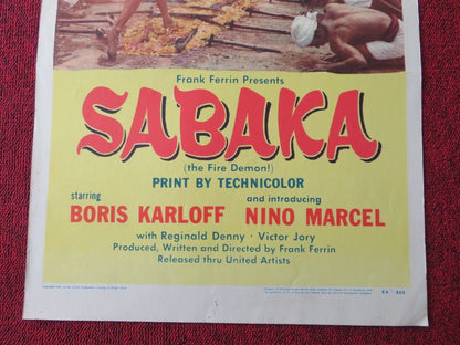 SABAKA US INSERT (14"x 36") POSTER BORIS KARLOFF NINO MARCEL 1954 Movie posters