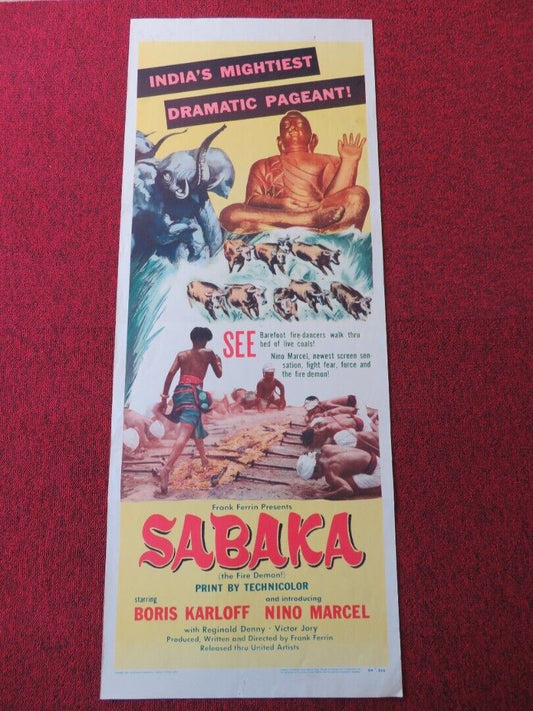 SABAKA US INSERT (14"x 36") POSTER BORIS KARLOFF NINO MARCEL 1954 Movie posters