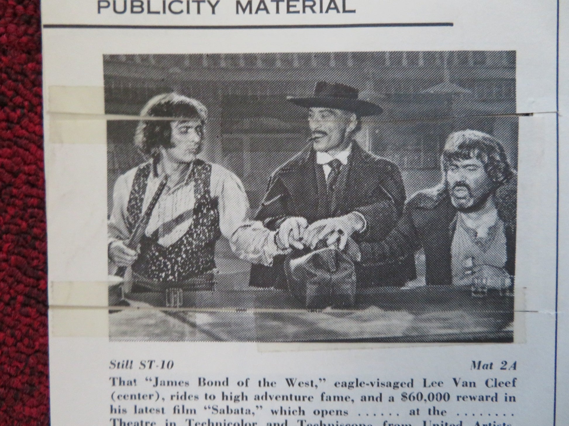 SABATA FOLDED PRESSBOOK CUT UNITED ARTISTS LEE VAN CLEEF WILLIAM BERGER 1969 Rendezvous Cinema Movie posters