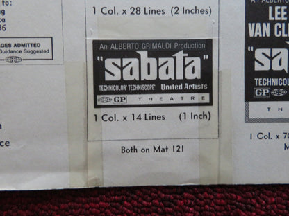 SABATA FOLDED PRESSBOOK CUT UNITED ARTISTS LEE VAN CLEEF WILLIAM BERGER 1969 Rendezvous Cinema Movie posters