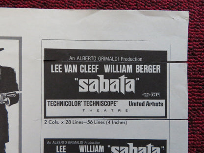 SABATA FOLDED PRESSBOOK CUT UNITED ARTISTS LEE VAN CLEEF WILLIAM BERGER 1969 Rendezvous Cinema Movie posters