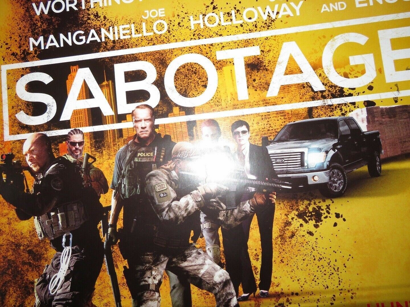 SABOTAGE UK ONE SHEET (27"x 41") ROLLED POSTER ARNOLD SCHWARZENGGER 2014 Rendezvous Cinema Movie posters