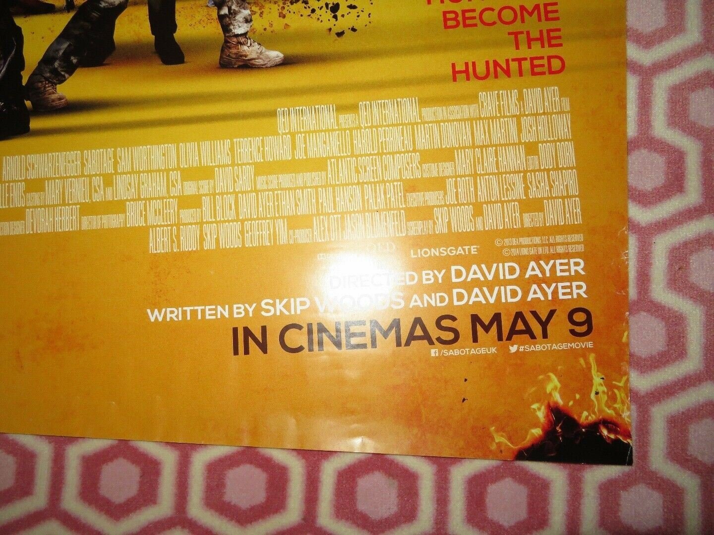 SABOTAGE UK ONE SHEET (27"x 41") ROLLED POSTER ARNOLD SCHWARZENGGER 2014 Rendezvous Cinema Movie posters