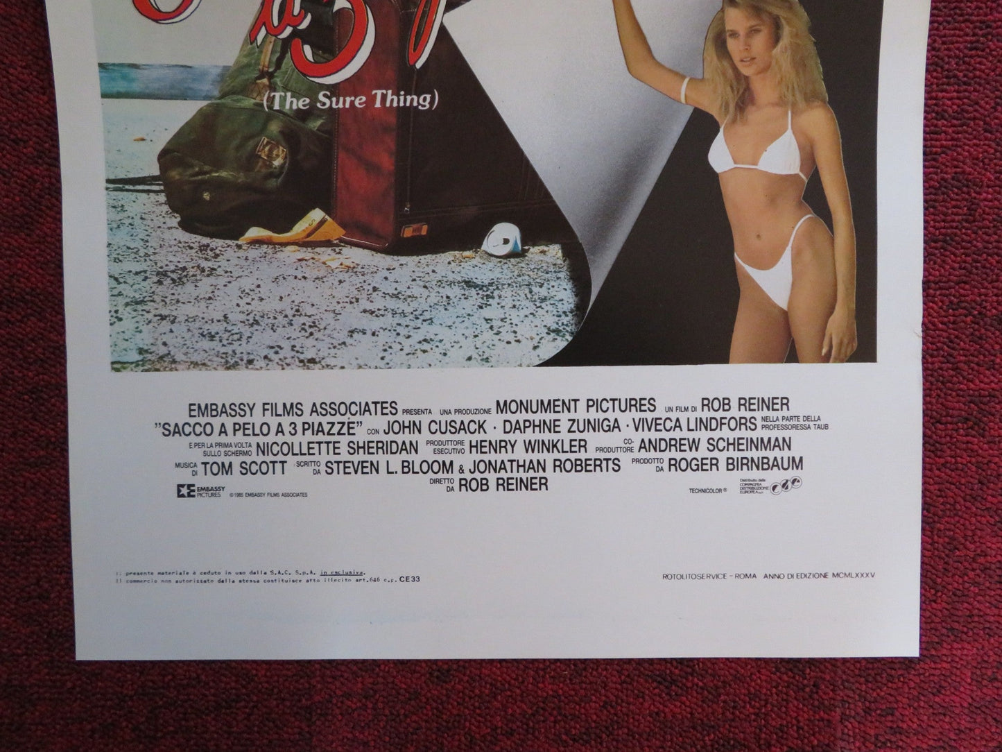 SACCO A PELO A 3 PIAZZE ITALIAN LOCANDINA POSTER JOHN CUSACK TIM ROBBINS 1985 Rendezvous Cinema Movie posters