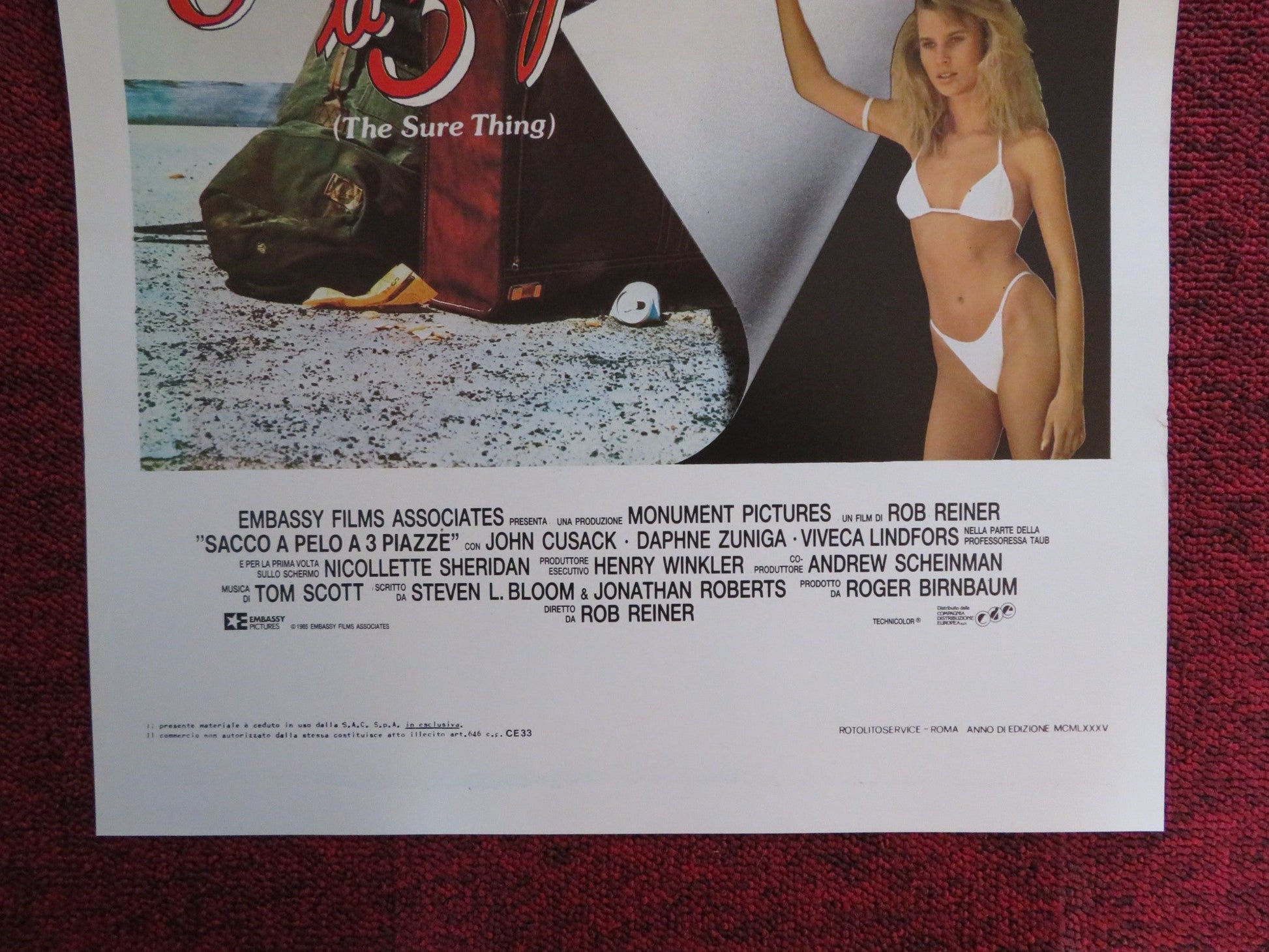 SACCO A PELO A 3 PIAZZE ITALIAN LOCANDINA POSTER JOHN CUSACK TIM ROBBINS 1985 Rendezvous Cinema Movie posters