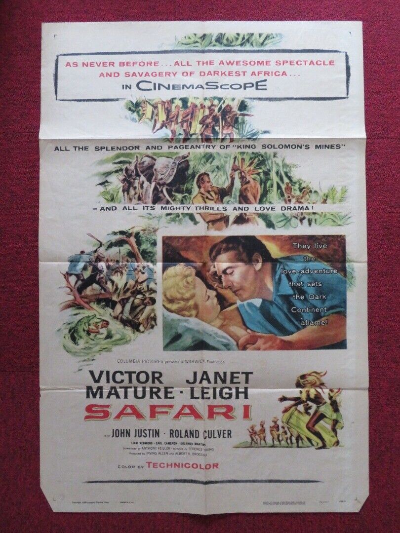 SAFARI FOLDED US ONE SHEET POSTER JANET LEIGH VICTOR MATURE 1956 Movie posters