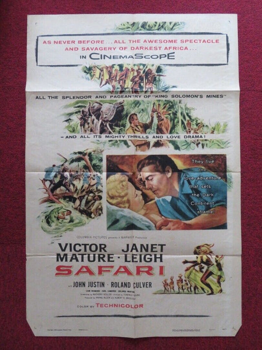 SAFARI FOLDED US ONE SHEET POSTER JANET LEIGH VICTOR MATURE 1956 Movie posters