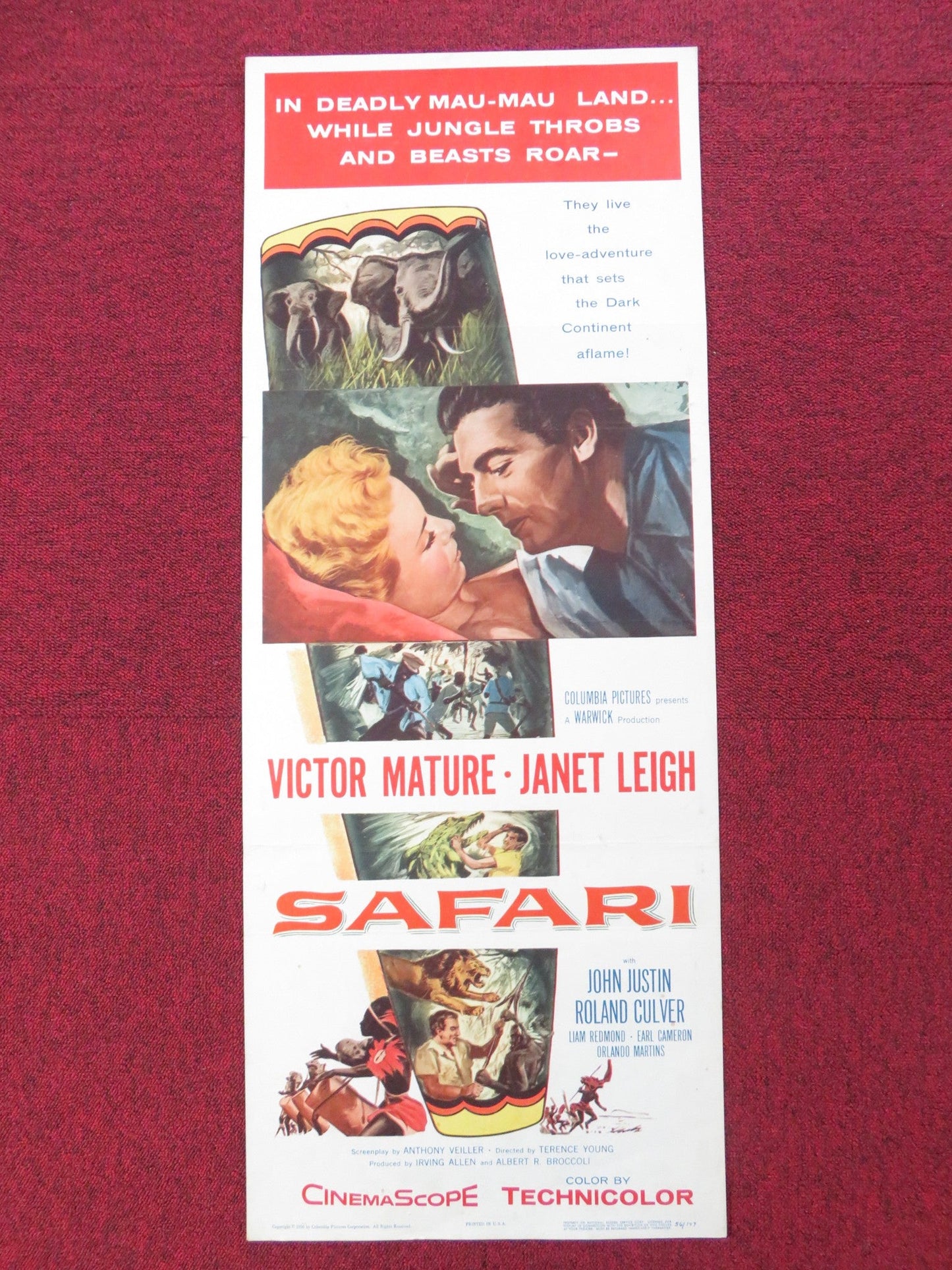SAFARI US INSERT (14"x 36") POSTER VICTOR MATURE JANET LEIGH 1956 Rendezvous Cinema Movie posters