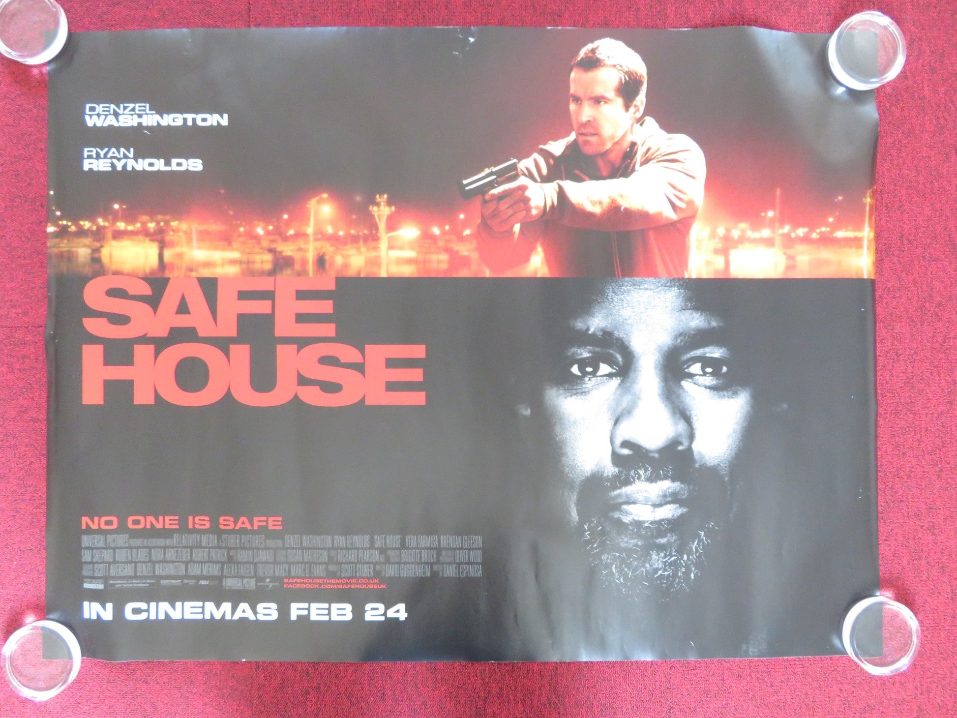 SAFE HOUSE UK QUAD (30"x 40") ROLLED POSTER DENZEL WASHINGTON RYAN REYNOLDS 2012 Rendezvous Cinema Movie posters