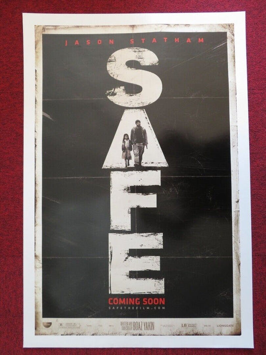 SAFE US ONE SHEET ROLLED POSTER JASON STATHAM CATHERINE CHAN 2012 Movie posters