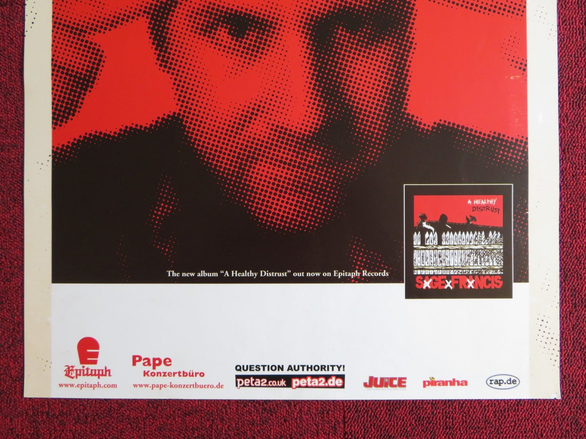 SAGE FRANCIS A HEALTHY DISTRUST GERMAN MUSIC PROMO ALBUM / TOUR POSTER 2005 Rendezvous Cinema Movie posters