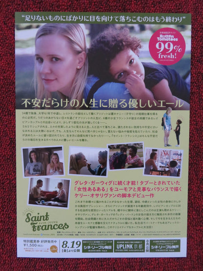 SAINT FRANCES JAPANESE CHIRASHI (B5) POSTER KELLY O'SULLIVAN R WILLIAMS 2019 Rendezvous Cinema Movie posters