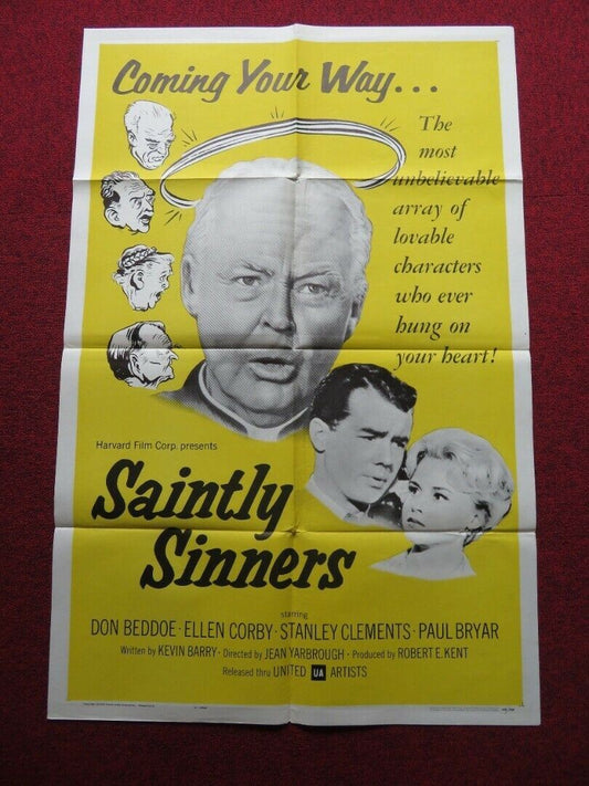 SAINTLY SINNERS FOLDED US ONE SHEET POSTER DON BEDDOE ELLEN CORBY 1962 Movie posters