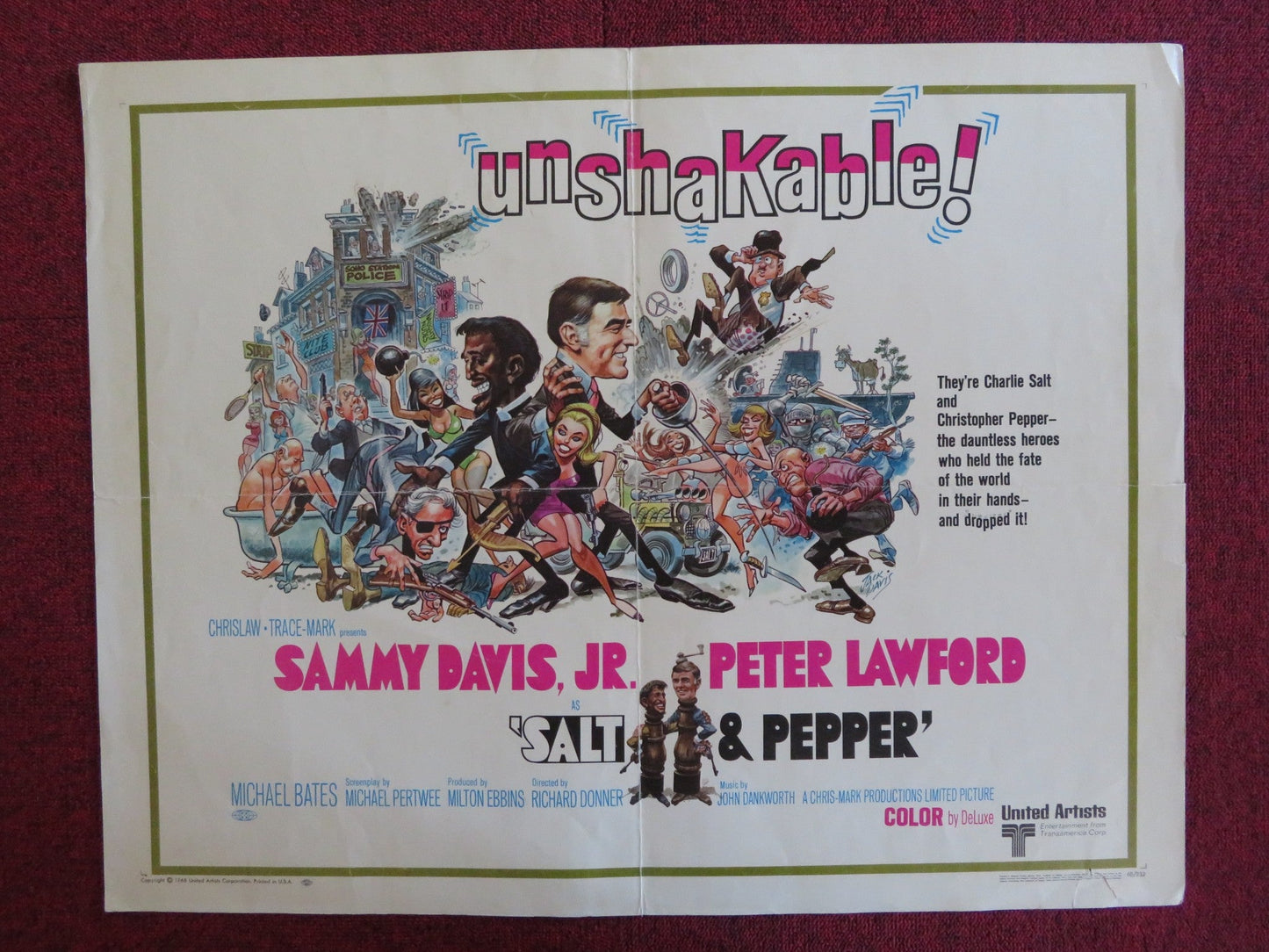 SALT AND PEPPER US HALF SHEET (22"x 28") POSTER SAMMY DAVIS JR. P LAWFORD 1968 Rendezvous Cinema Movie posters