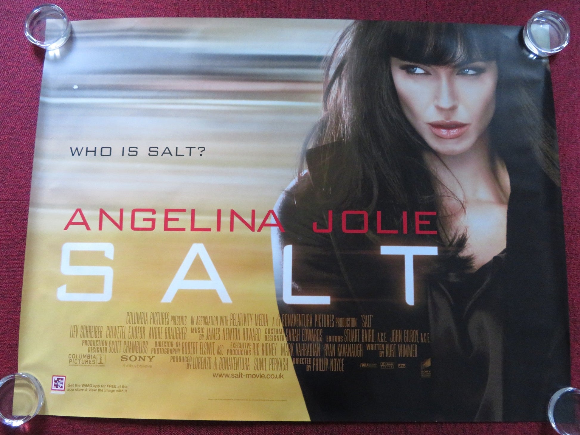 SALT UK QUAD (30"x 40") ROLLED POSTER ANGELINA JOLIE LIEV SCHREIBER 2010 Rendezvous Cinema Movie posters