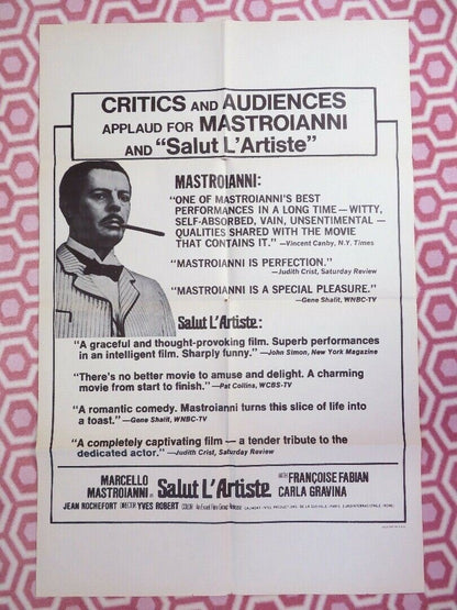 SALUT L'ARTISTE ONE SHEET POSTER FOLDED MARCELLO MASTROIANNI FRACOISE FABIAN Movie posters
