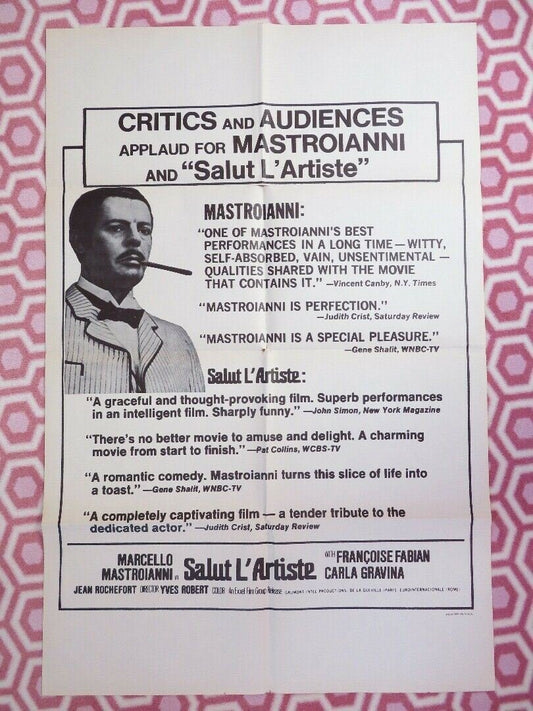SALUT L'ARTISTE ONE SHEET POSTER FOLDED MARCELLO MASTROIANNI FRACOISE FABIAN Movie posters