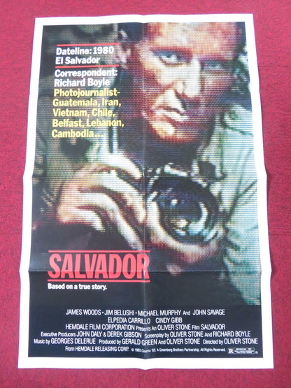 SALVADOR FOLDED US ONE SHEET POSTER JAMES WOODS JIM BELUSHI 1985 Rendezvous Cinema Movie posters