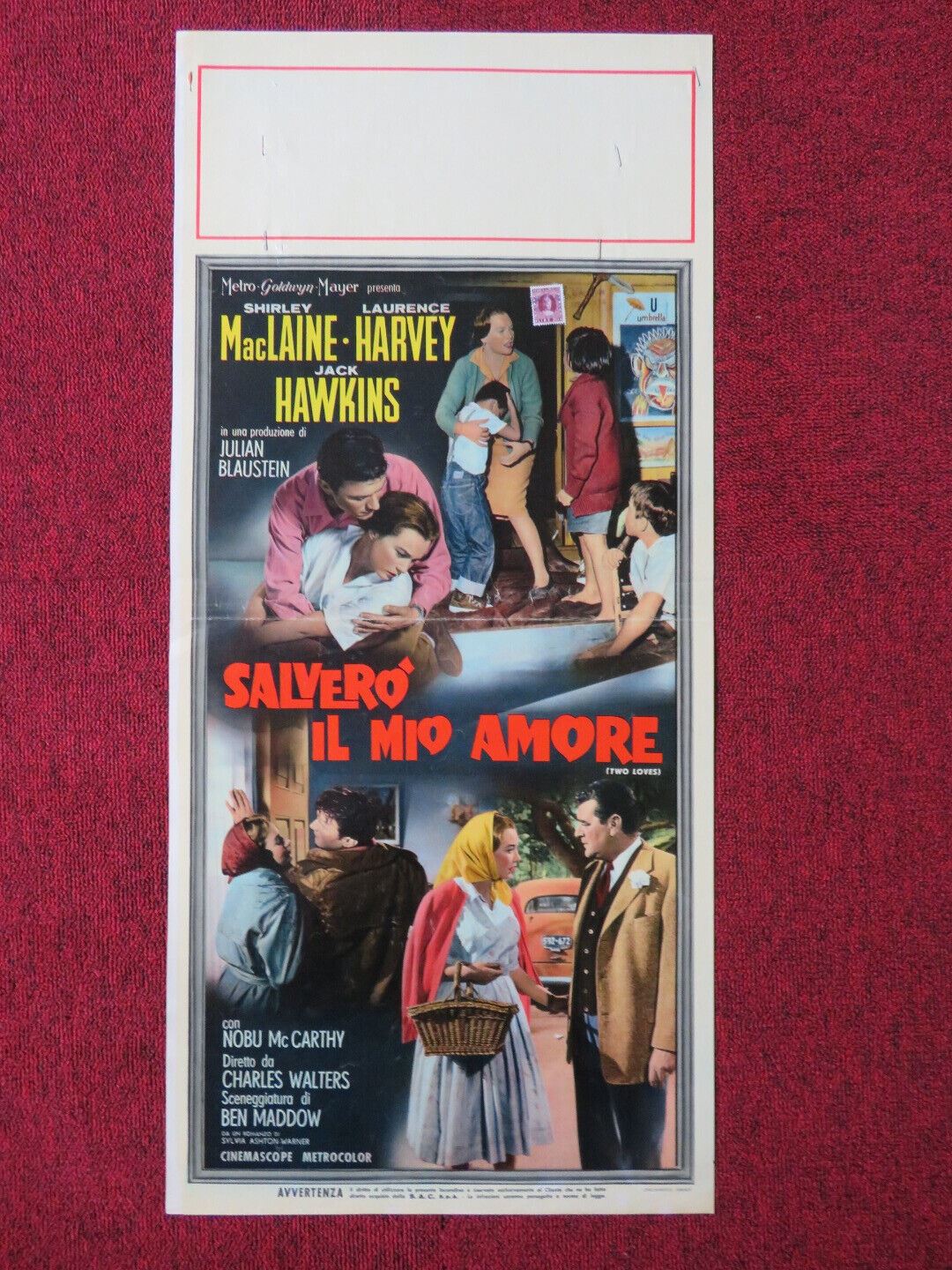 SALVERO IL MIO AMORE/ TWO LOVES ITALIAN LOCANDINA (28"x13") POSTER 1961 Movie posters