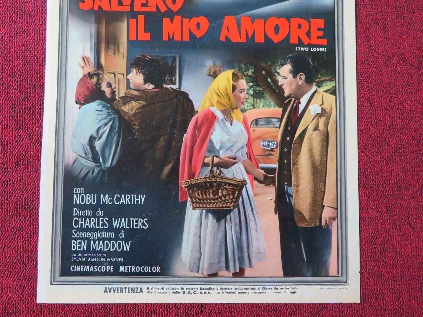 SALVERO IL MIO AMORE/ TWO LOVES ITALIAN LOCANDINA (28"x13") POSTER 1961 Movie posters