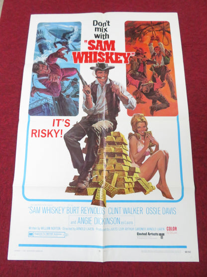 SAM WHISKEY FOLDED US ONE SHEET POSTER BURT REYNOLDS ANGIE DICKINSON 1969 Rendezvous Cinema Movie posters