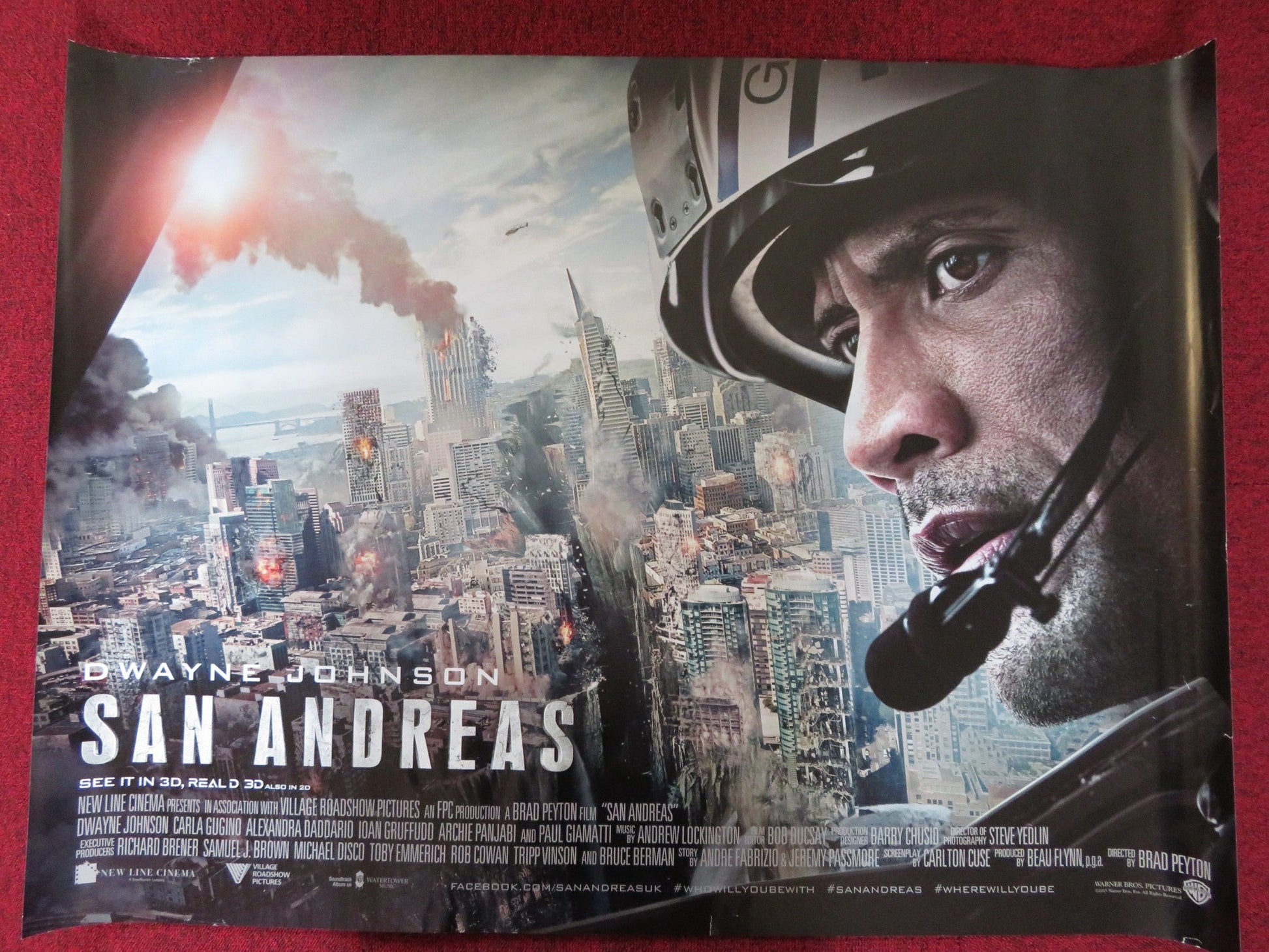 SAN ANDREAS UK QUAD (30"x 40") ROLLED POSTER DWAYNE JOHNSON CARLA GUGINO 2015 Rendezvous Cinema Movie posters
