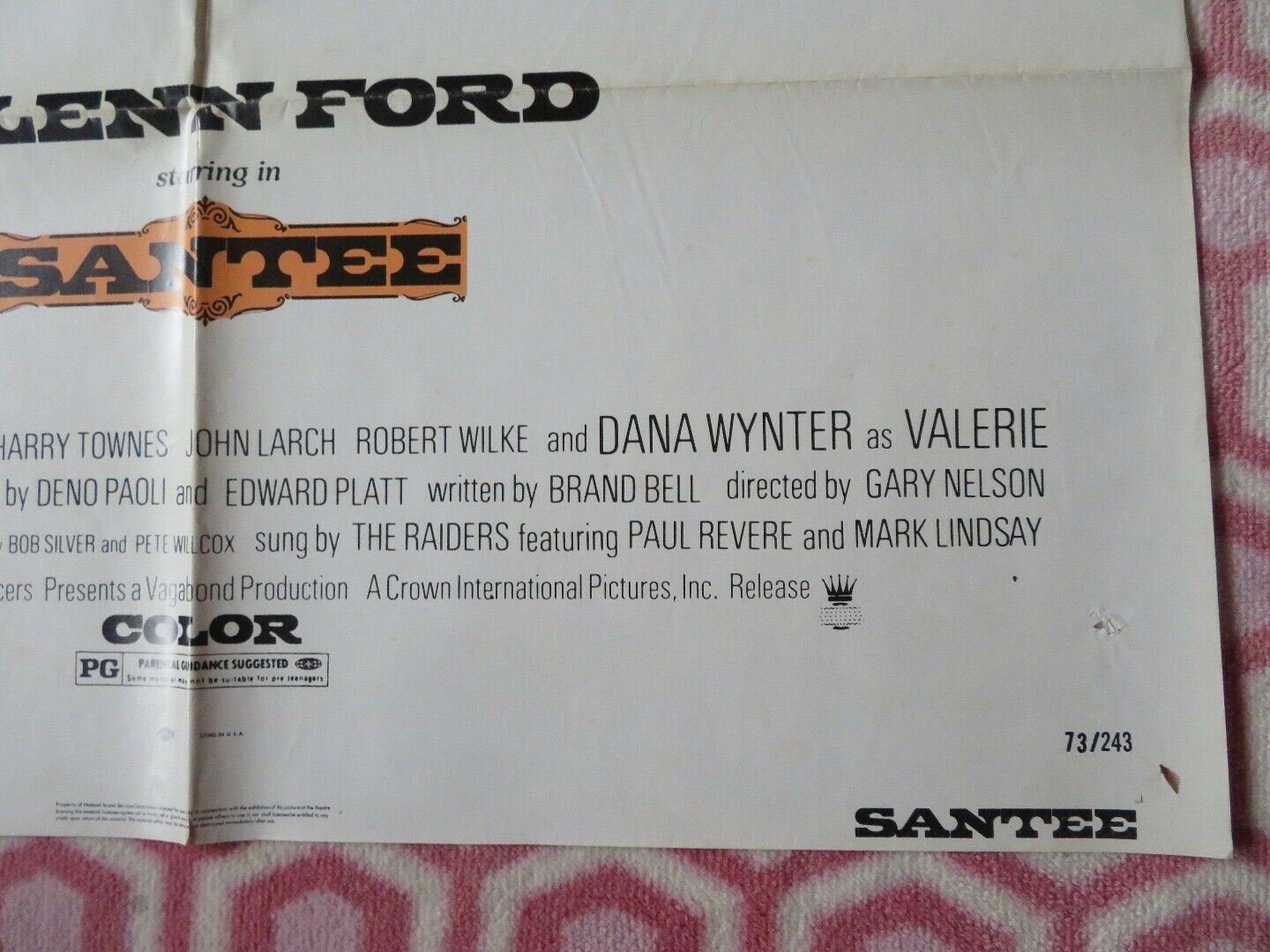 SANTEE US ONE SHEET POSTER GLEN FORD MICHAEL BURNS 1973 Movie posters