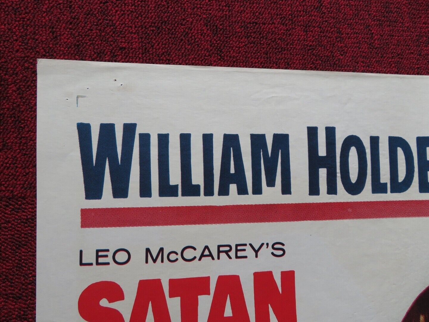 SATAN NEVER SLEEPS FOLDED US ONE SHEET POSTER WILLIAM HOLDEN CLIFTON WEBB 1962 Movie posters