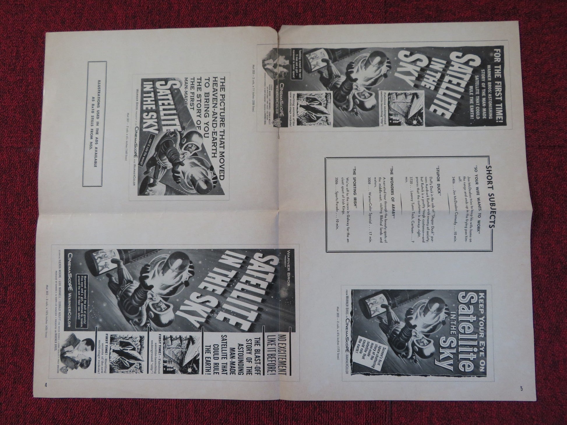 SATELLITE IN THE SKY FOLDED PRESS BOOK CUT WARNER BROS. KIERON MOORE 1956 Rendezvous Cinema Movie posters