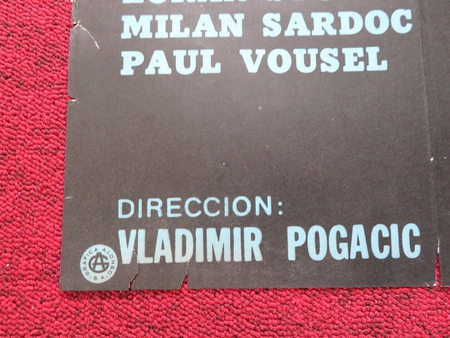 SATURDAY NIGHT FOLDED ARGENTINA POSTER RUTH RADOVAN ZORAN STOL 1957 - Rendezvous Cinema