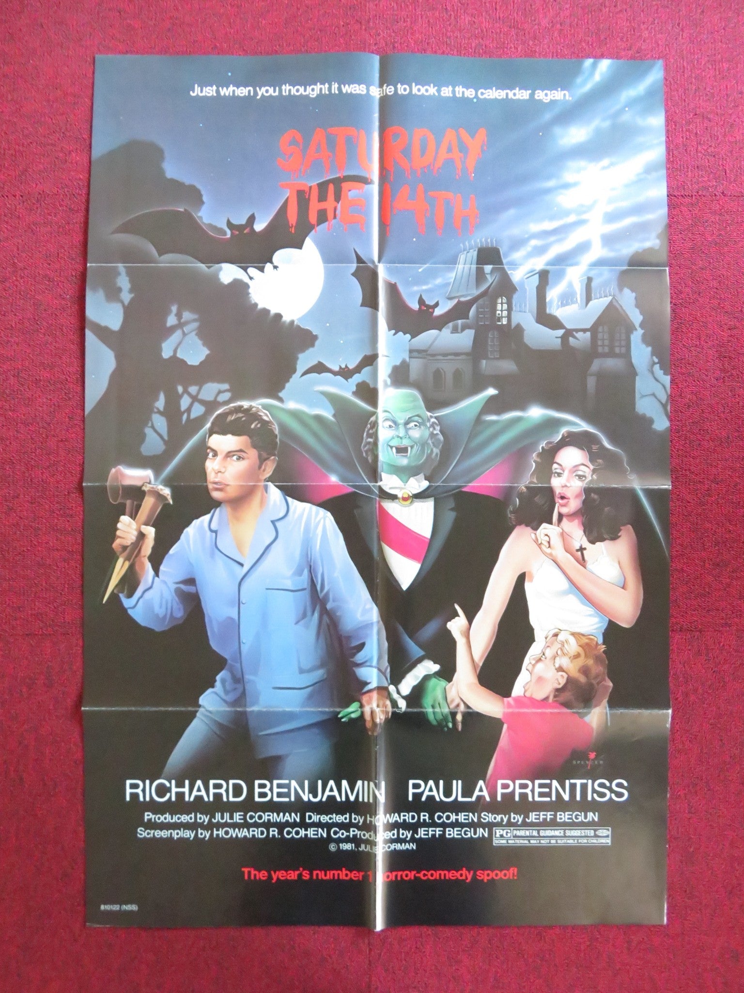 SATURDAY THE 14TH FOLDED US ONE SHEET POSTER RICHARD BENJAMIN P. PRENTISS 1981 Rendezvous Cinema Movie posters