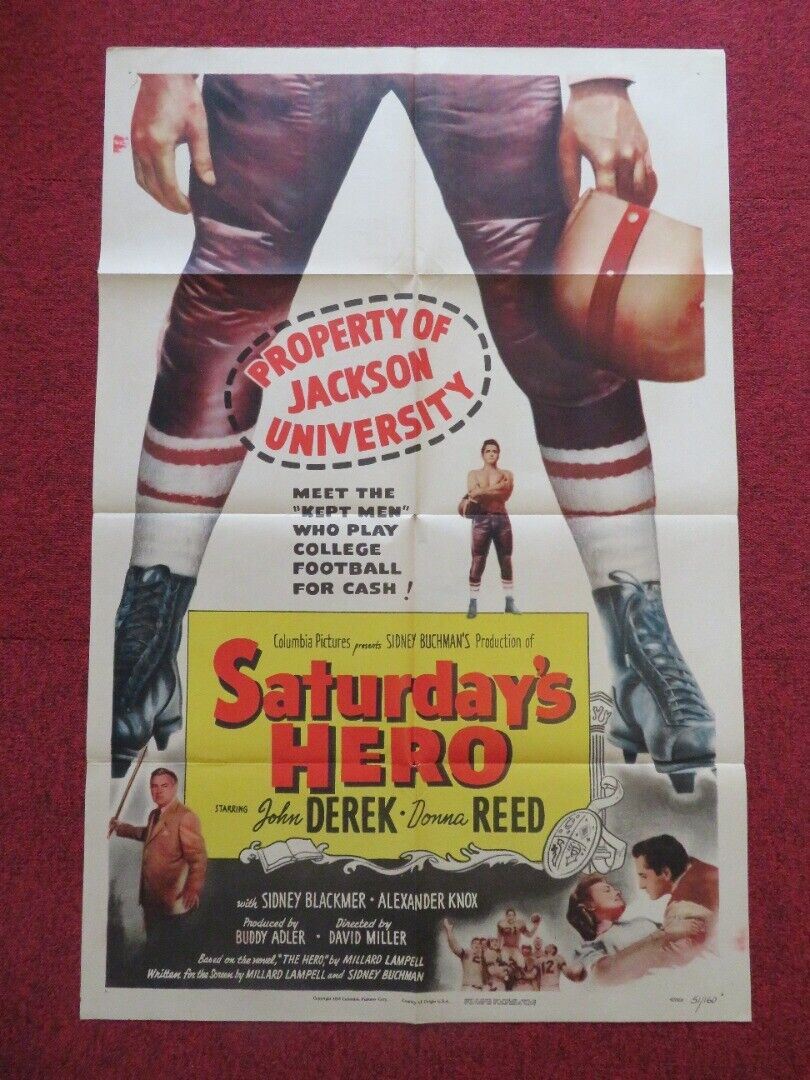 SATURDAY'S HERO FOLDED US ONE SHEET POSTER JOHN DEREK DONNA REED 1951 Movie posters