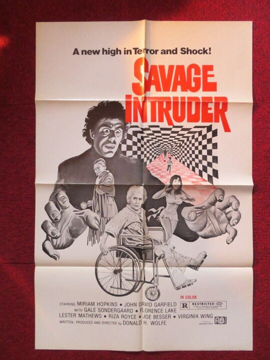 SAVAGE INTRUDER / HOLLYWOOD HORROR HOUSE FOLDED US ONE SHEET POSTER 1970 Movie posters