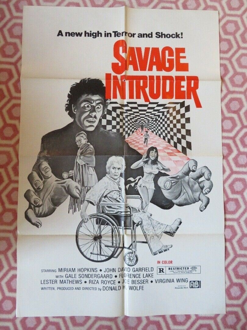 SAVAGE MIRROR /Hollywood Horror House FOLDED US ONE SHEET POSTER M HOPKINS 1970 Movie posters