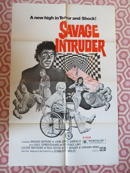 SAVAGE MIRROR /Hollywood Horror House FOLDED US ONE SHEET POSTER M HOPKINS 1970 Movie posters