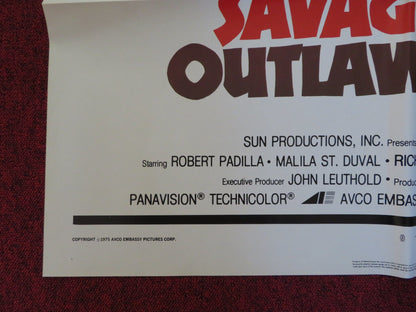 SAVAGE RED, OUTLAW WHITE FOLDED US ONE SHEET POSTER ROBERT PADILLA 1975 Rendezvous Cinema Movie posters