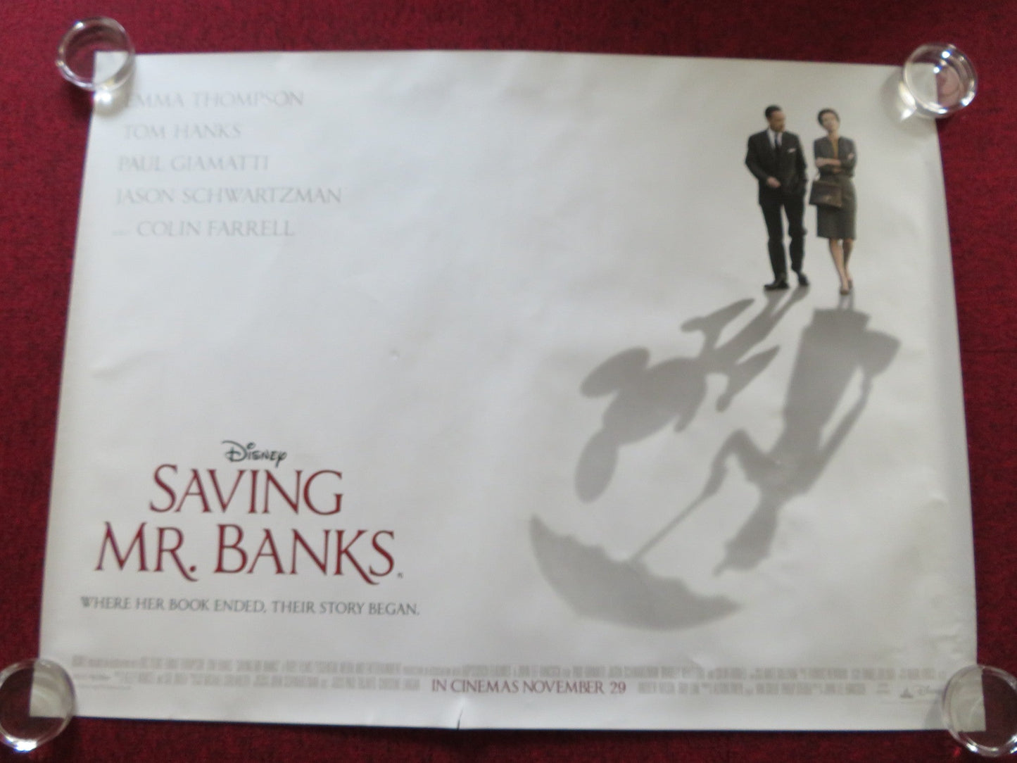 SAVING MR. BANKS UK QUAD ROLLED POSTER EMMA THOMPSON TOM HANKS 2013 Rendezvous Cinema Movie posters