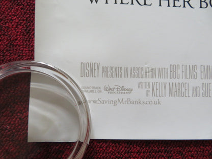 SAVING MR. BANKS UK QUAD ROLLED POSTER EMMA THOMPSON TOM HANKS 2013 Rendezvous Cinema Movie posters