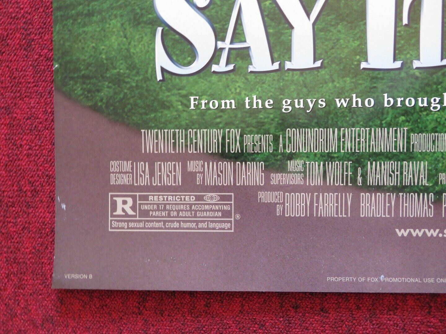SAY IT ISN'T SO VERSION B US ONE SHEET ROLLED POSTER HEATHER GRAHAM 2001 Movie posters