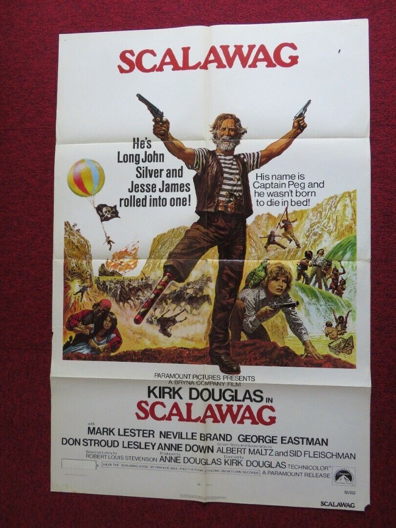 SCALAWAG / PEG LEG, MUSKET AND SABRE US ONE SHEET POSTER KIRK DOUGLAS 1973 Movie posters