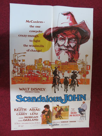 SCANDALOUS JOHN FOLDED US ONE SHEET POSTER BRIAN KEITH ALFONSO ARAU 1971 Rendezvous Cinema Movie posters