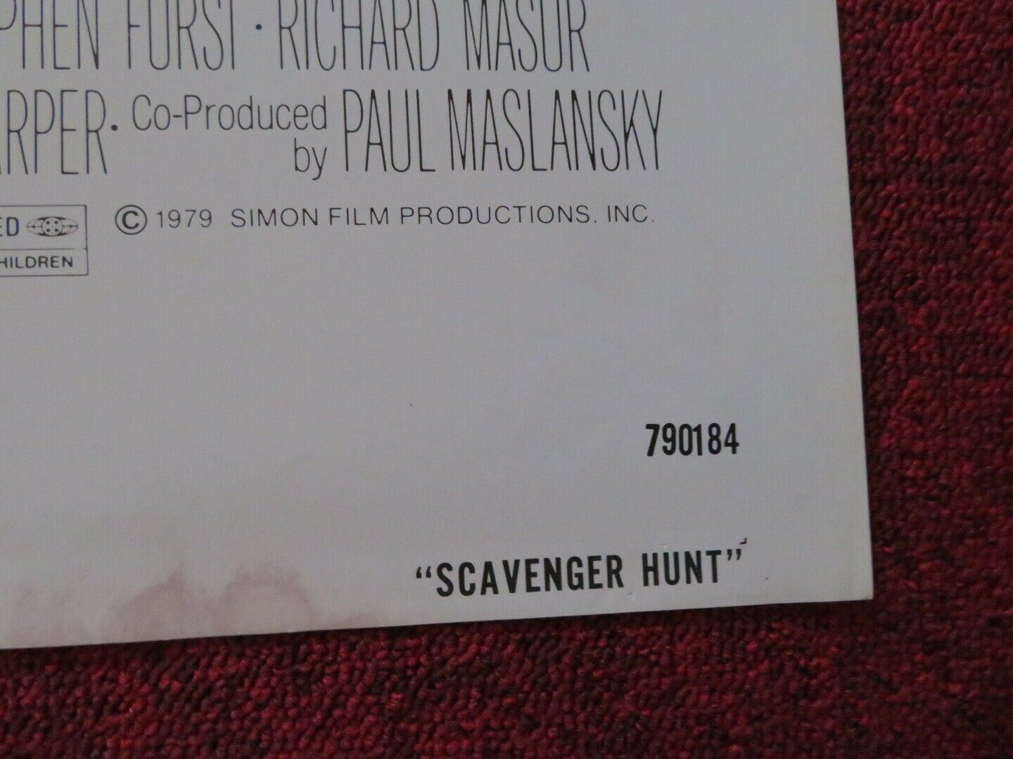 SCAVENGER HUNT FOLDED US ONE SHEET POSTER RICHARD BENJAMIN JAMES COCO 1979 Movie posters